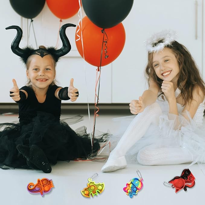 32Pcs Halloween Mini Pop Fidget Toys Packs for Kids Girls Boys Halloween Party Favors Halloween Treat Bags Gifts Stress Relief