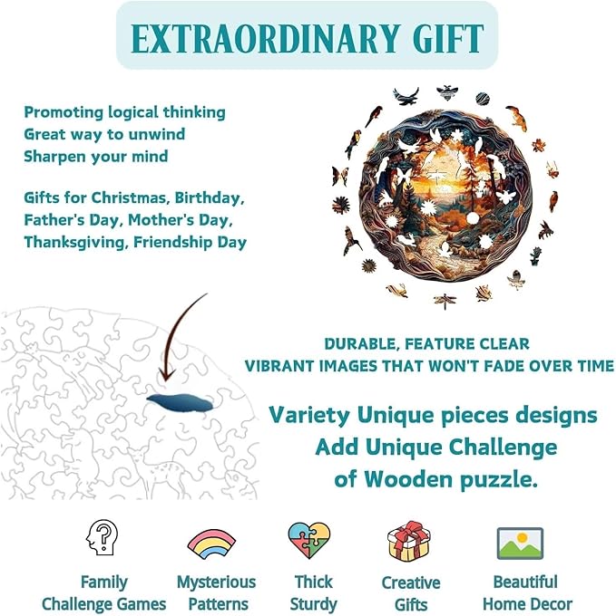 Wooden Puzzles for Adults, 3D Winding Road Wooden Puzzles, Unique Animal Shaped Wood Challenging Jigsaw Puzzles Gifts for Adults