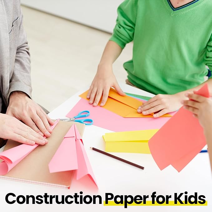 Yahenda 500 Pieces Construction Paper Lightweight 12'' x 18'' Colored Card Stock Bulk Craft Printer Paper for Drawing Art DIY Craft Scrapbook Party(Fresh Color)