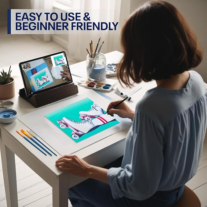 Painting4Real DIY Painting Class Kit for Adults with Video Tutorials: Learn to Paint Retro Glide – How to Paint with Acrylics – Painting & Art Supplies – 9 Piece Acrylic Paint Set