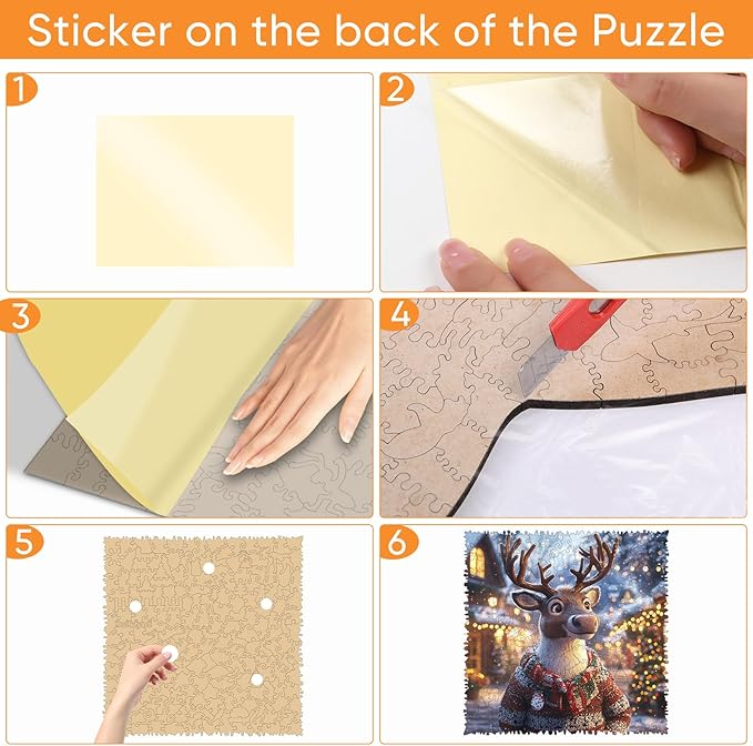 Ruikiyart Wooden Puzzles for Adults, Christmas Sweater Deer 200 Pieces Wooden Jigsaw Puzzles, Unique Shapes Pieces Christmas Deer Puzzle Great Gift for Kids and Adults (11.2"x11.2")