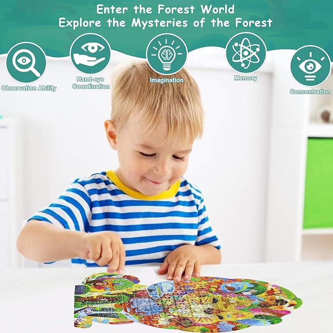Animal Puzzles for Kids Ages 6-8 200 Piece Lion Jigsaw Puzzles Unique Animal Shape Floor Puzzle Ages 8-10 Learning Educational Toys Birthday Gift for Boys Girls Ages 10-12