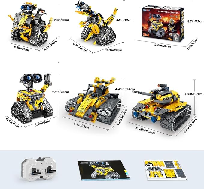 Robot Toys for Kids Building Set, 520 PCS App & Remote Control Robotics Kit, 5-in-1 RC Wall Robot Engineer Dinosaur Building Block Toy Gift for Kids 6 7 8 9 10 11 12+ Years Old Boys Girls