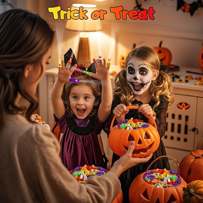 36PCS Halloween Light Up LED Finger Lights, Glow in the Dark Party Favors Toys Bulk for Halloween Goodie Bag Fillers, Trick or Treat Gifts, Kids Classroom Party Supplies (Black)