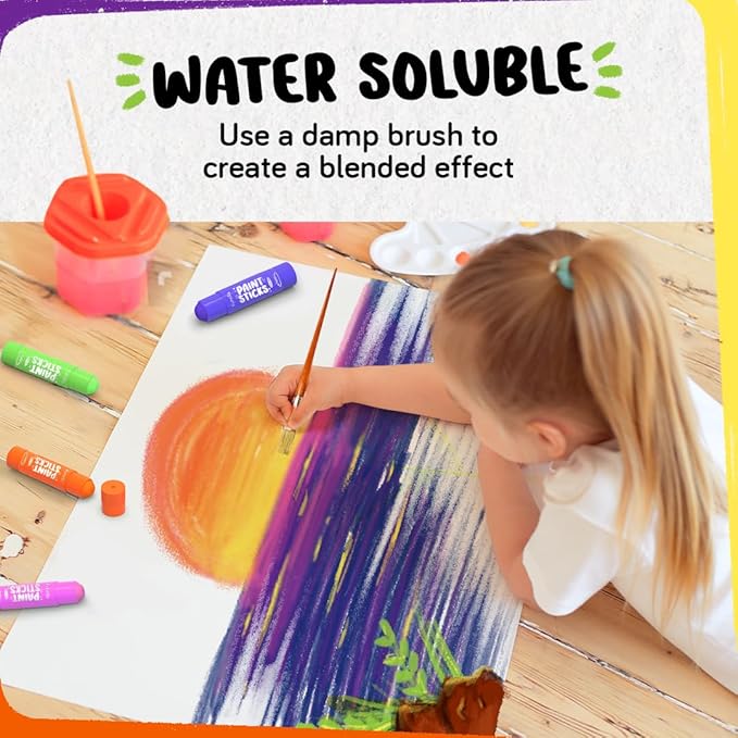12 Tempera Paint Sticks for Kids & Toddlers - Quick Dry, Non-Toxic Washable Paint for Kids | Art & Craft Supplies Set, Solid Painting Markers with Metallic Gold & Silver Color Ages 1 2 3 4 5 6