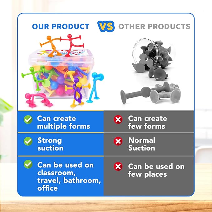 OleOletOy Suction Fidget Toys for Kids: 21 Pack Suction Cup People Toys - Fidget Toys Bulk Treasure Box Toys for Kids Autism Classroom Calm Down Corner - Prizes for School Party Favors