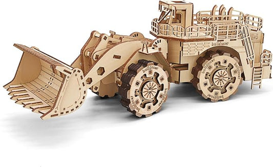 3D Wooden Puzzle for Adults, Bulldozer Model Kit Educational STEM Toy, Mechanical Engineering DIY Wooden Models, Unique Gift for Kids Birthday Christmas (Bulldozer LG)