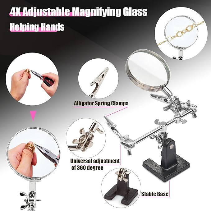 MONVICT Jewelry Making Supplies Kit with Jewelry Making Tools, Findings, Necklace Chain, Jewelry Wires, Adjustable Magnifier, Carry Bag, Meet All The Needs of Jewelry Making, Repair, Beading