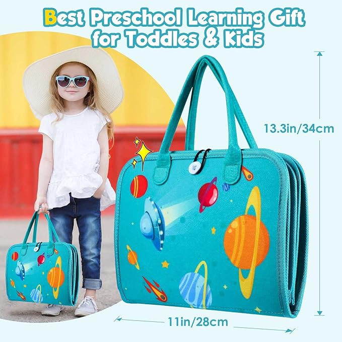 Toddler Busy Board - Montessori Toys for Toddler Boy Birthday Gift, Educational Learning Sensory Busy Book for Toddlers Boys, Airplane Car Travel Activities Toy for Toddlers