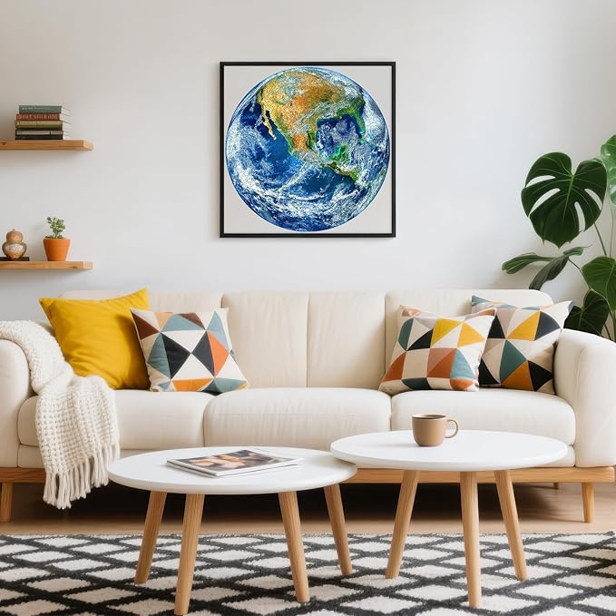 Round Earth Puzzle 1000 Pieces for Adults, NASA Blue Marble View Circle Jigsaw Puzzles for Adults 1000 Pieces with Lettered Back, Landscape Wall Art Decor