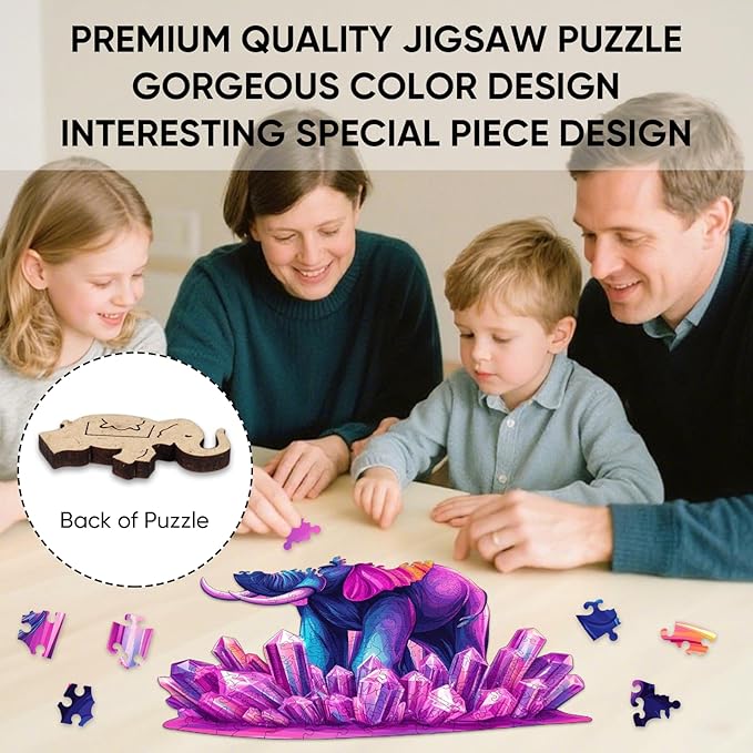 Wooden Puzzles for Adults 200 Pieces, Elephant Jigsaw Puzzles, Adult Puzzles Animal Wooden Toys 11x11.4 inch, Home Decor Gift Family Brain Game for Men Women Elders Seniors