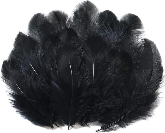 Soarer Black Craft Feathers Bulk - 300pcs 3-5inch Natural Feathers for Wedding Home,Dream Catcher Supplies,DIY Crafts and Halloween Holiday Party(Black)