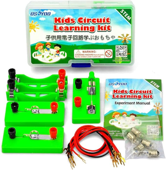 OSOYOO Kids Electricity Circuit Learning Kit for Science Study,Series Circuit Parallel Circuit, Physics Experiments Learning Tool for Kids