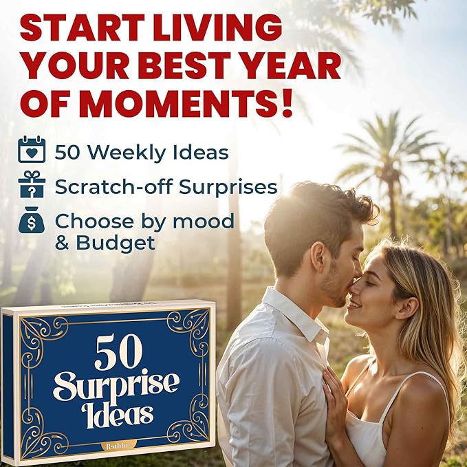 QUOKKA 50 Surprise Ideas Gifts for Couples Version II – Romantic Scratch-Off Gifts – Fun & Romantic Cards to Reconnect, Laugh & Explore Together – Birthday Wedding Anniversary Idea (Set 2)
