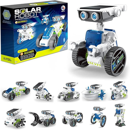 12-in-1 Solar Robot Kit for Kids 8-12, STEM Projects for Kids, DIY Building Toy Set & Science Kits for Kids Age 8-12 Boys & Girls Birthday, Green