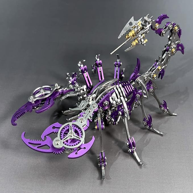 FILASLFT 3D Metal Model Kits, Mechanical Scorpion King Purple 3D Metal Puzzle,Steel Warcraft Collection DIY Animal Brain Teasers Simple 3D Puzzles