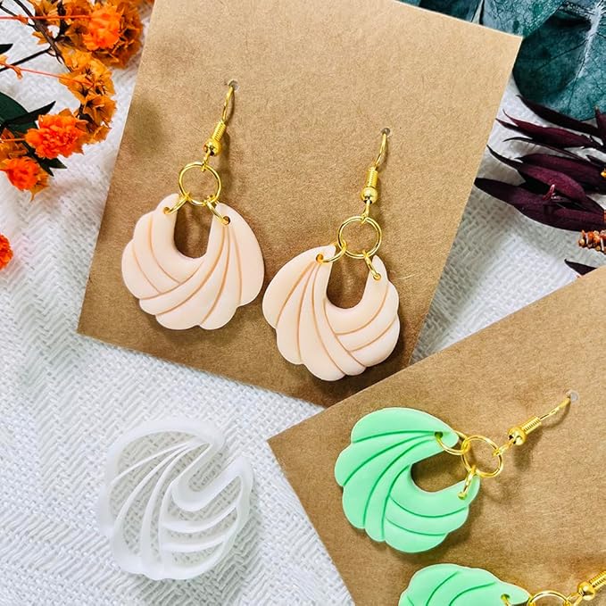 Polymer Clay Cutters – 2PCS Shell Swirl & Abstract Arch Clay Cutters for Polymer Clay Jewelry, Clay Tools and Earring Cutters for DIY Crafts and Earring Kit