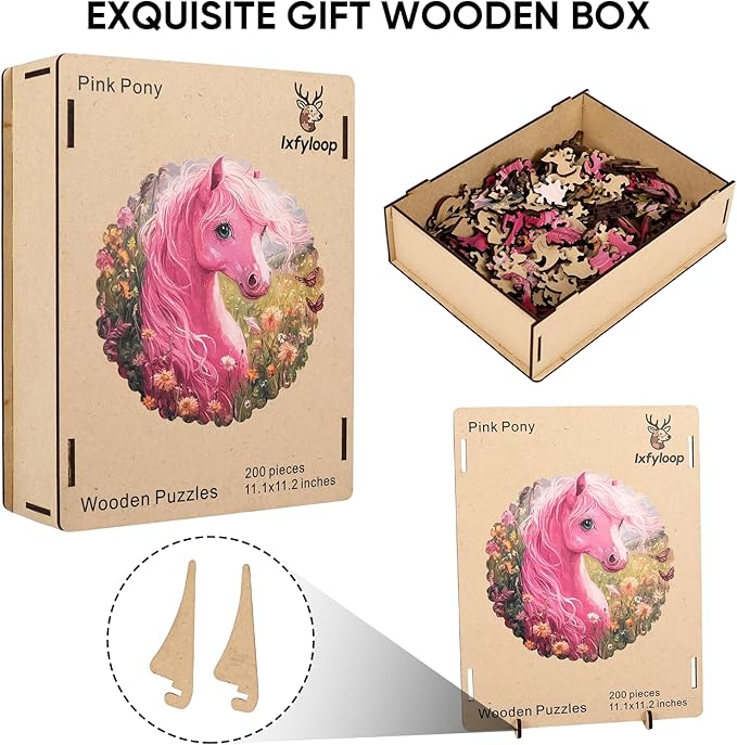 Wooden Puzzles for Adults, Cute Horse Jigsaw Puzzles 500 Pieces, Adults Puzzles, Best Gifts for Puzzle Lover, Family Brain Game, 16.5x16.3 inch