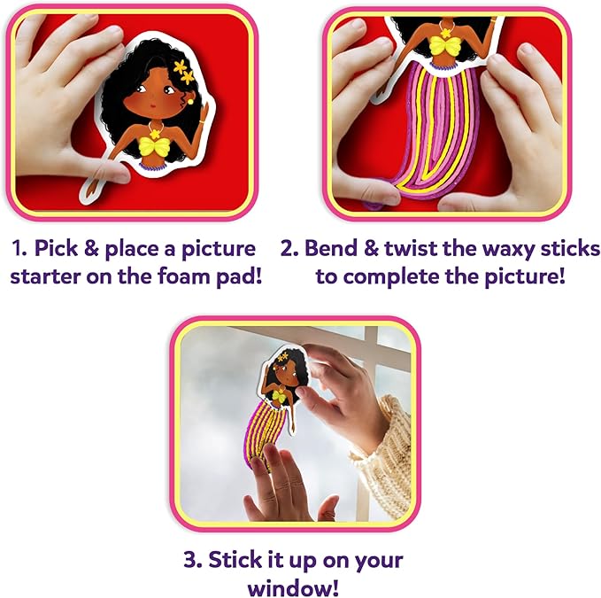 Skillmatics Waxy Stick Art Kit - 100 Bendable & Reusable Waxy Sticks for Mess-Free DIY Fun, Pretty Pictures with Unicorns & Princesses, Creative Gifts for Girls & Boys Ages 5, 6, 7, 8, 9, 10, 11, 12