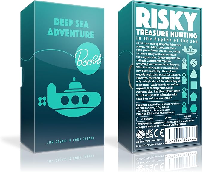 Oink Games Deep Sea Adventure Boost – Push-Your-Luck Family Board Game | 2–6 Players | Ages 8+ | Portable Travel Game