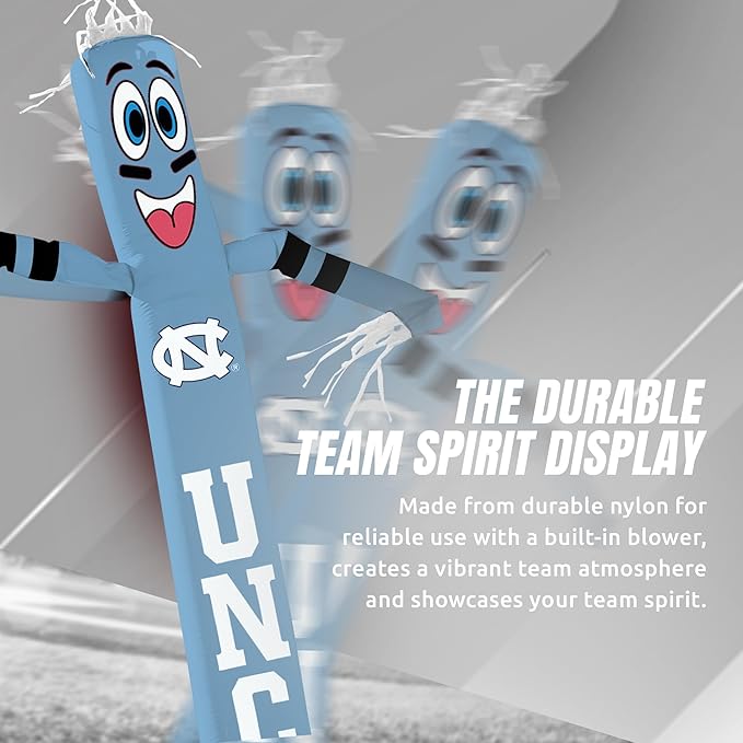 NCAA Carolina Football Wacky Waving Inflatable Tube Guy with LED Lights & Built-in Blower - 6" x 36" x 96" Inflatable Tube Man Crazy Sports Fan Outdoor Party Decoration