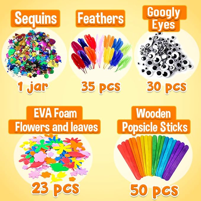 Goody King Arts and Crafts Supplies for Kids - All in One Kid Crafts Toddler Activities Kids School Supplies Age 4 5 6 7 8 Years Old Craft Art Supply Kit Kindergarten Homeschool