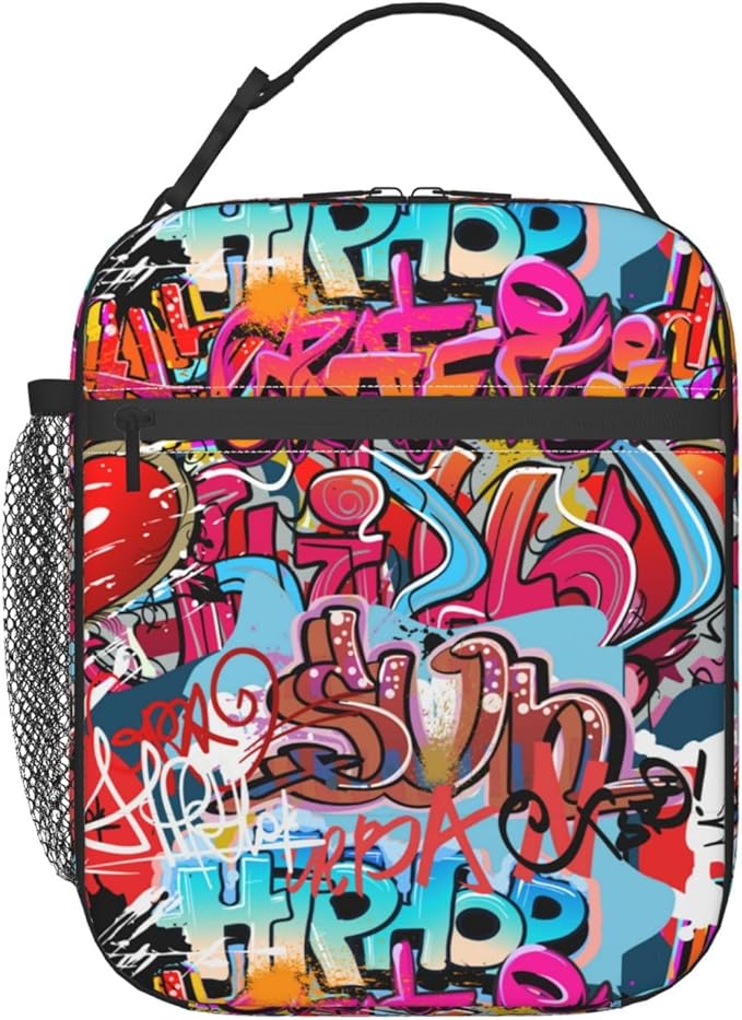 Graffiti Wall, Hip Hop Art Reusable Lunch Box Food Bag Insulated Lunch Bag