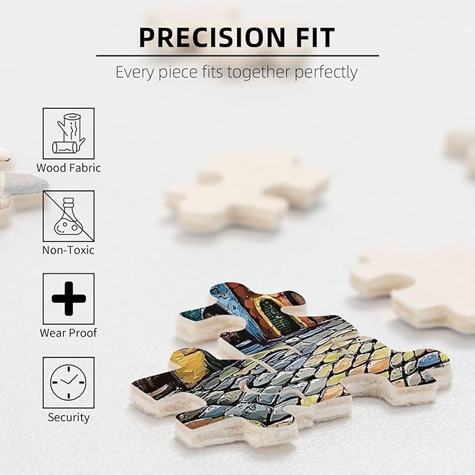 Fairytale House Colorful Houses Puzzles for Adults 500 Pieces, Fairy Tale Town，Charm Town，Whimsical Jigsaw Puzzle,Magic Puzzle Art，Challenging for Night Game