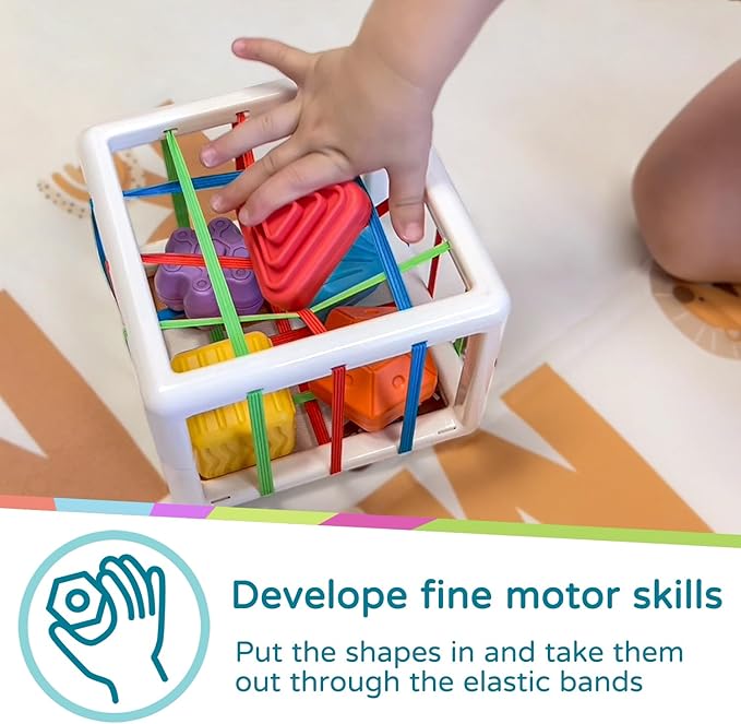 LiKee Montessori Toys for 1+ Years Old, Shape Sorter Baby Toys for Girls Boys Birthday, Colorful 1 2 3 Year Infant Toddler Toy, Learning & Fine Motor Skills 18+ Months (Cube)