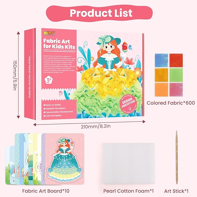 YOTOY Fabric Art Frenzy Toys for Girls Age 3 4 5 6 7 8 Years Old, Poke Art Kits, Fabric Art for Kids, Creative Puzzle Puncture Painting Toy Gift for Kid, Arts and Crafts for Kids Ages 6-8 Year Old