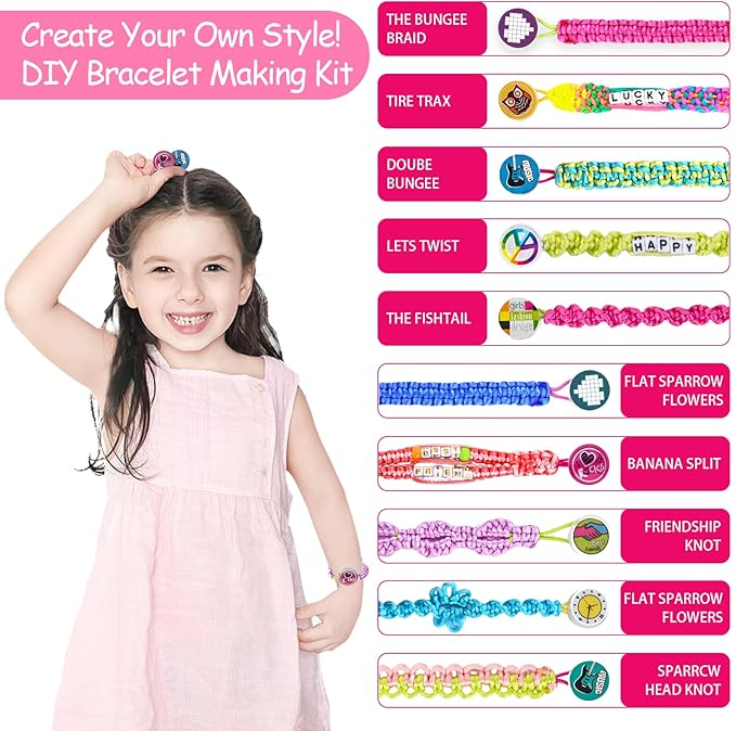 Friendship Bracelet Making Kit for Girls Ages 6-12｜DIY Arts & Craft Kits with 200 Alphabet Beads｜Bracelet String Maker Kids Jewelry Making Best Christmas Birthday Gift for 6-8,8-10,10-12 Year Olds