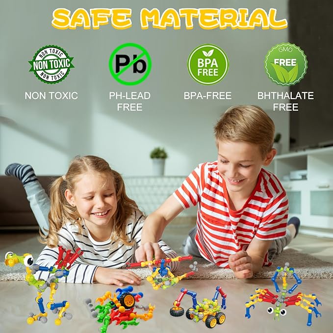 215 PCS Creative Building Blocks Playset Toy - Featuring Storage, Includes Dinosaur, Robot, Car, Spider, Dog Figure, Learning Toy for Kids, Birthdays Gift for Kids, Boys and Girls Ages 4-7, 8+