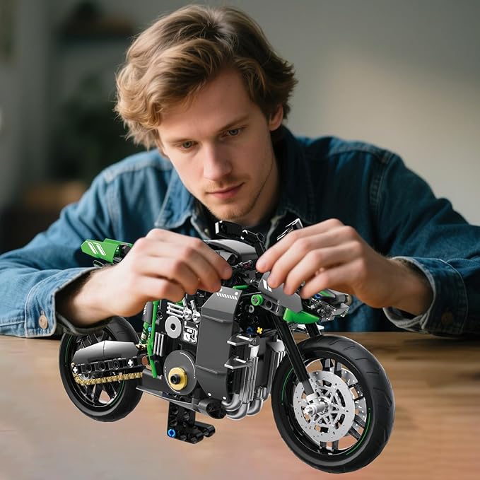 WINGIFT 1:8 Motorcycle Building Set,460 PCS Collectible Motorcycle Display Model Building Kit,Motorbike Toy Collection Brick Kit for Boys Girls,Christmas Birthday Gift for Adults Teens and Kids 8-14+