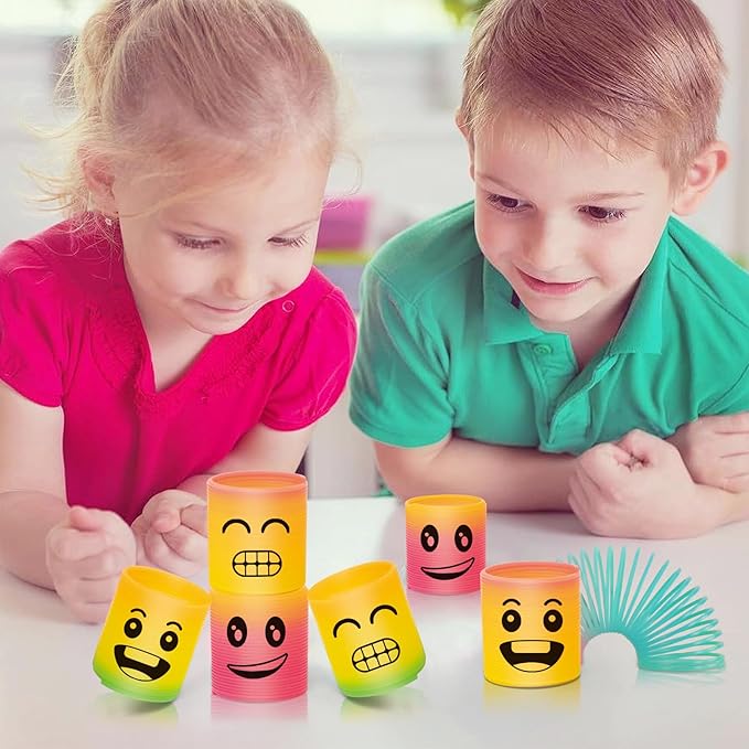 36 Pack Spring Rainbow Magic Fidget Stress Coil Mini Springs Bulk Toys Party Favor For Kids Birthday Carnival Prize Goodie Bag Stuffers For Boys Girls (Smile)