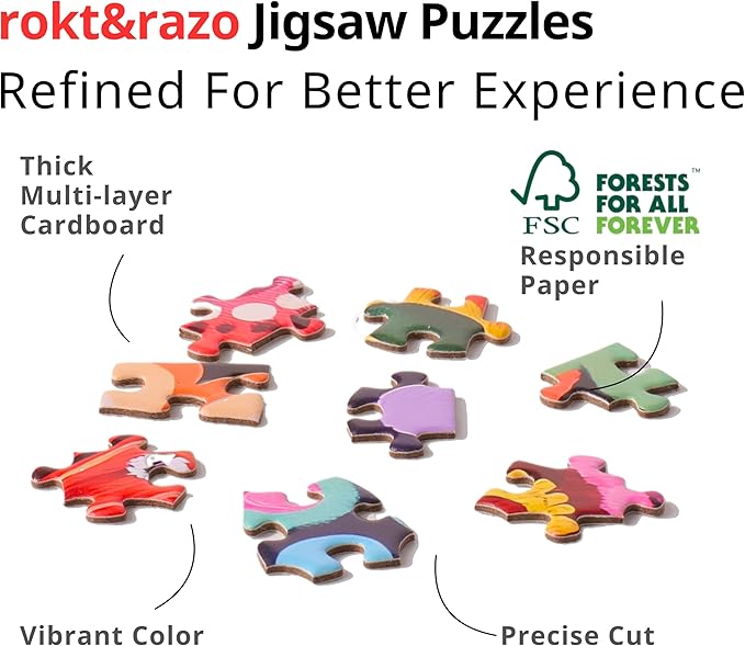 rokr&razo, Cats in Hats, Cute 1000 Pieces Jigsaw Puzzles for Adults, Finish Size 26.0 * 18.9in