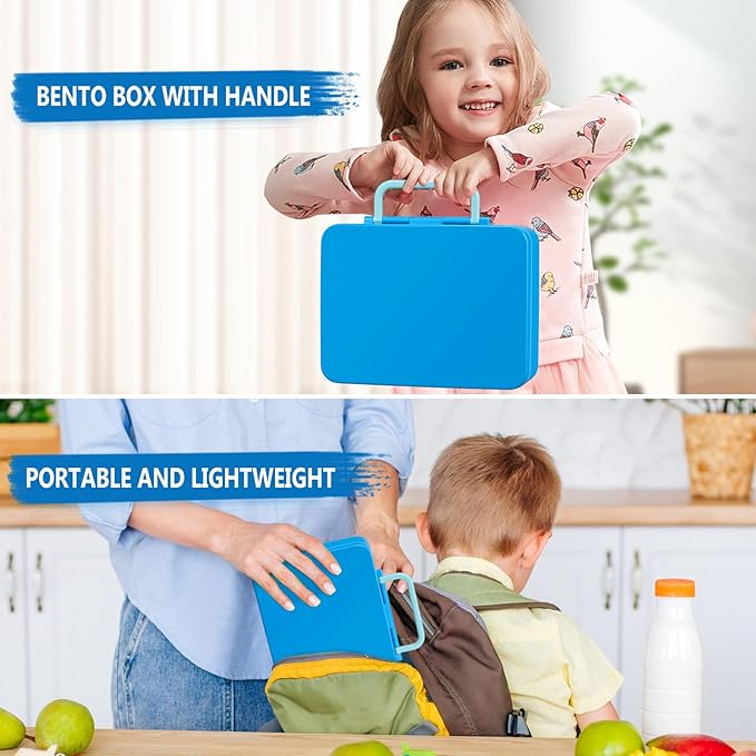 Chill Bento Lunch Box for Kids Adult with Ice Pack Keep Food Cold Fresh 5-Compartment Reusable Leak Proof Lunch Container for Girl Boy School Dishwasher & Freezer Safe