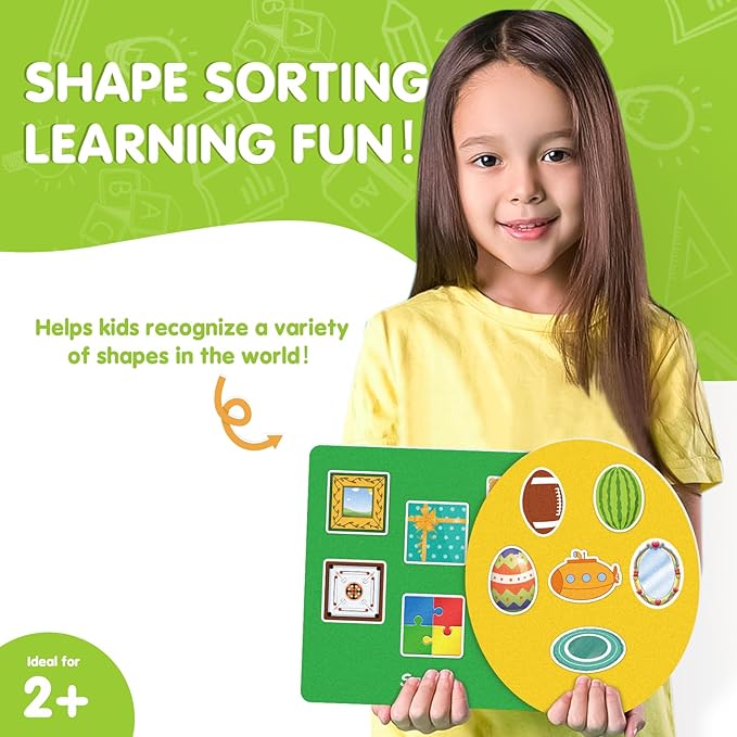 EAMAY Shape Sorter Toy for Toddler, Shape Puzzles and Matching Games Set with 8 Sorting Mats and 48 Everyday Objects Pieces - Learning Sorting Toys for Kids