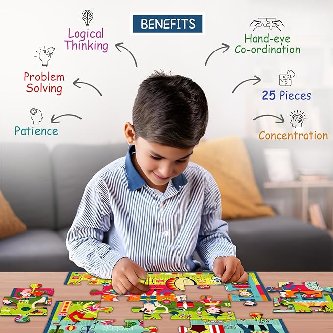 Circus Performers Jigsaw Puzzle for Toddlers | Carnival Tent 25 Jumbo Pieces Floor Puzzles for 3 Years Kids| Educational & Fun Themed Birthday Party Favors