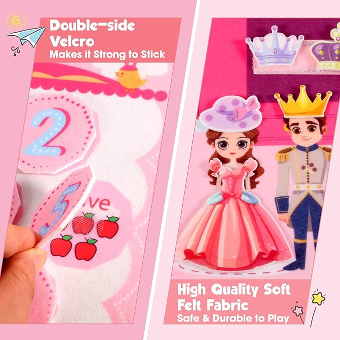 FREYBLI Toddler Busy Board, Montessori Toys for Girl Birthday Gift, Educational Quiet Activity Busy Book for Toddlers, Travel Toys for Airplane Car