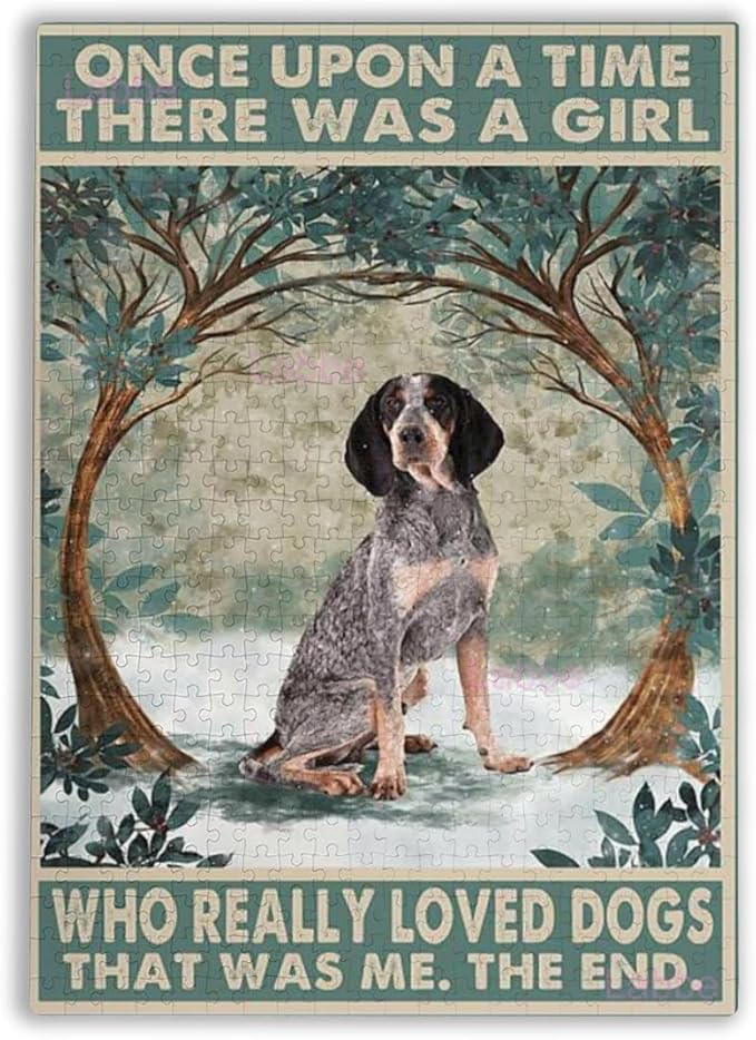 Fun Puzzles for Kids Ages 8-12 Bluetick Coonhound Rose Once Upon a Time a Girl Really Loved Dogs Jigsaw Puzzles Family Puzzle Decompression Education Gift for DIY Intellective Game 500 Pieces