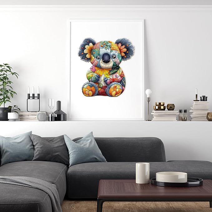 Wooden Puzzles for Adults, Wooden Jigsaw Puzzles for Adults Kids, Patchwork Koala Unique Shaped Wood Puzzles Adult, Creative Birthday Gifts for Friends Family Game (13.4 * 12.8in 280pcs)