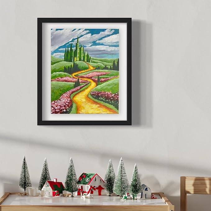 Painting4Real DIY Painting Class Kit for Adults with Video Tutorials: Learn to Paint Wizard of Oz Yellow Brick Road – How to Paint with Acrylics – Painting & Art Supplies – 9 Piece Acrylic Paint Set