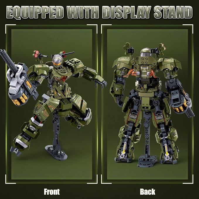 HIGH GODO Main Battle Mech Robot Transforming Building Blocks Set for Adults,City Warrior Justice Hero Soldier Mech Model Building Kit, Cool Creative Robots Toys Gift for Teens Boys, 598 Pieces