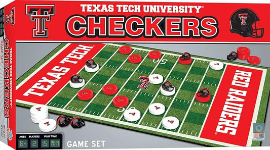 Masterpieces Family Game - NCAA Texas Tech Red Raiders Checkers - Officially Licensed Board Game for Kids & Adults