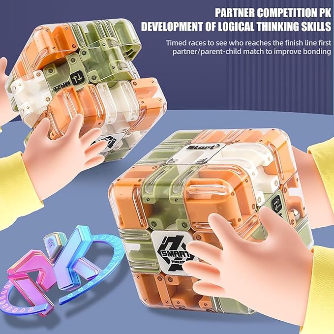 Puzzle Maze Cube, Large 3D Labyrinth Cube Game - Engaging Brain Teaser Toy, Puzzle Maze Ball Fidget Toy for Adults & Kids, Sensory Toys for Logic Development & Anxiety Relief (1PC)