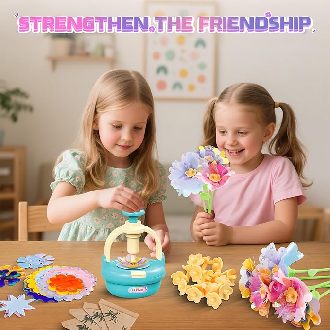 Plunack Flower Bouquet Toys Kits for Kids Age 4-8, Flower Press Kit DIY Flowers Making Craft Kit for 4 5 6 7 Year Old Girls Arts & Crafts Toys Educational Handmade Activity Set, Gift for Girls 3+