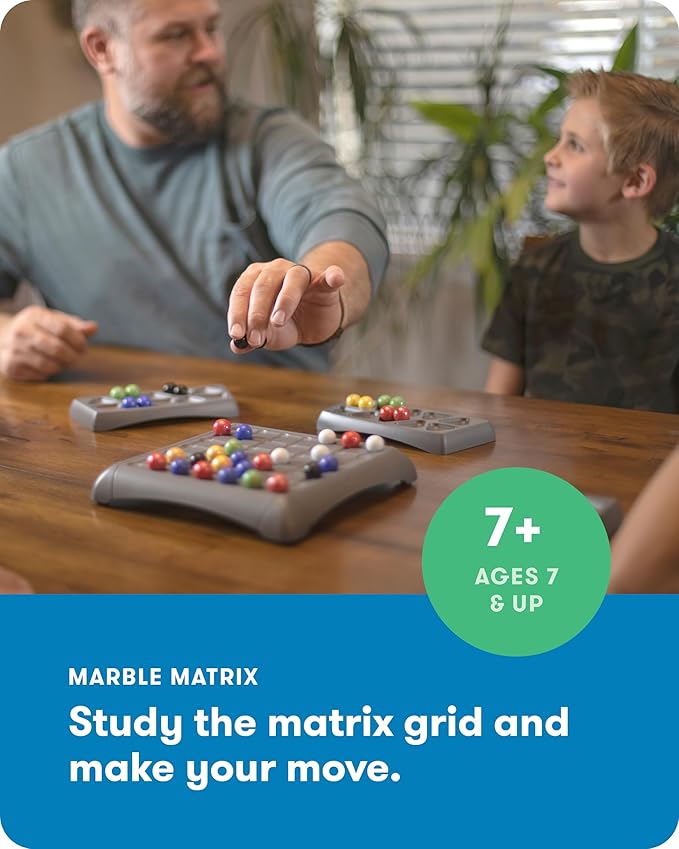 SimplyFun Marble Matrix - Educational Game to Practice Spatial Reasoning and Fine Motor Skills - Engaging Strategy Game for Kids Ages 7 & Up - 2 to 4 Players