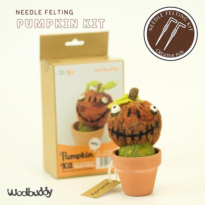 Woolbuddy Needle Felting Kit, Pumpkin Monster Craft for Beginner Adults, Includes Supplies and Instructions, Creative Design for Unique DIY Projects
