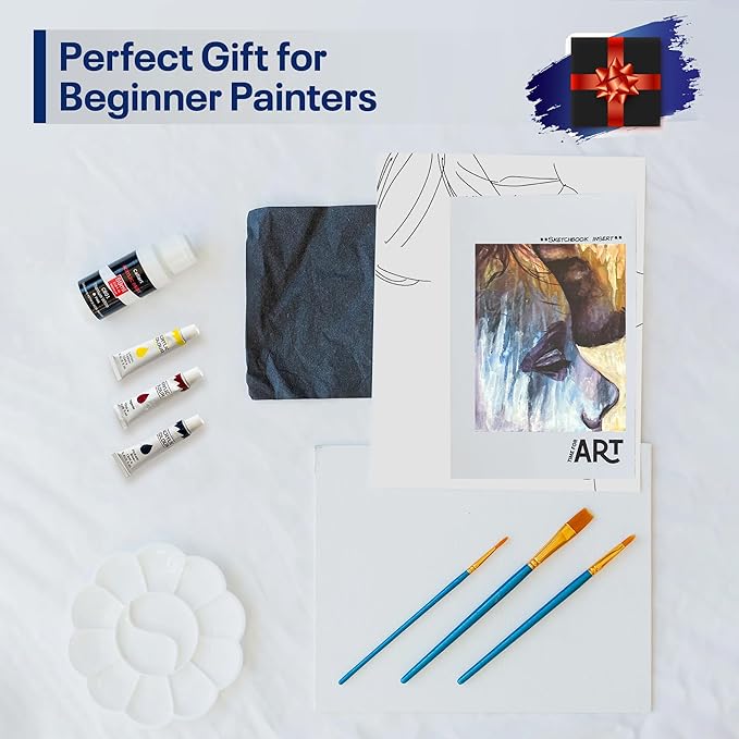 Painting4Real DIY Painting Class Kit for Adults with Video Tutorials: Learn to Paint Kissing in The Rain – How to Paint with Acrylics – Painting & Art Supplies – 9 Piece Acrylic Paint Set