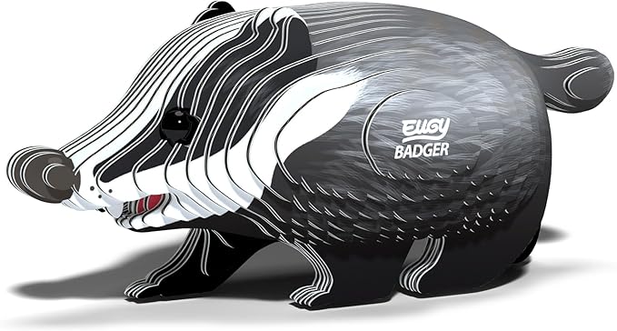 Eugy Badger 3D Puzzle, 35 Piece Eco-Friendly Educational Learning Puzzles for Kids 6+